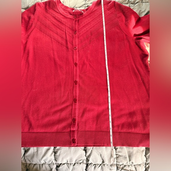 CJ Banks Red Short Sleeved Sweater Catdigan - Picture 10 of 16